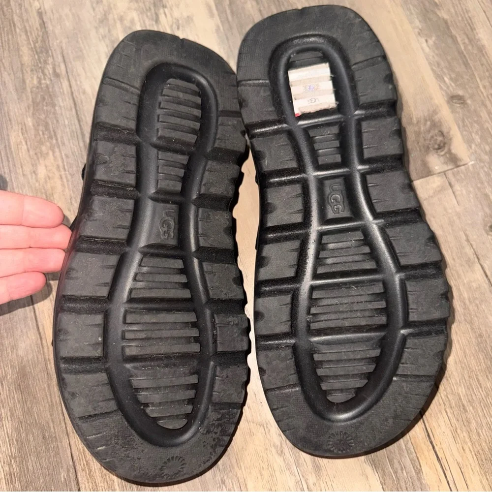 UGG Black Chunky Stratus Platform Sandals